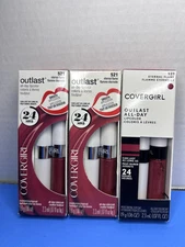 3 ~ Cover Girl Outlast ALL DAY 24 Hr Lip Color & Gloss ETERNAL FLAME 521