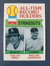 1979 Topps “All-Time Record Holder” Baseball Card #417 with Ryan & Johnson (NMT)