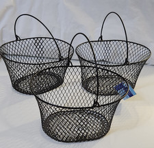 Lot 3 Black Wire Oval Baskets Lightweight Handles Storage 9 x 7.5 x 5" L