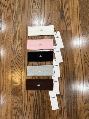 Headbands 5-Pack --Black/White/Pink/Gray/Dark Brown Soft ribbed 