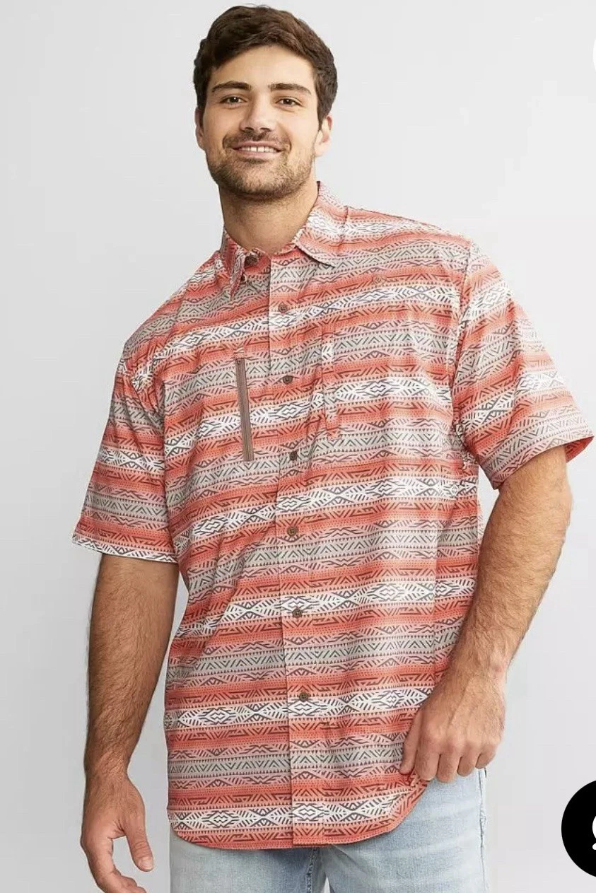 NWT ARIAT Men's VentTEK Classic Short Sleeve Shirt Ombré Serape Button MEDIUM
