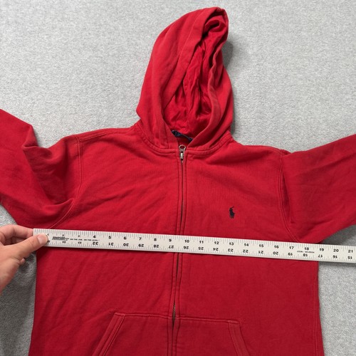 Polo Ralph Lauren Hoodie Boys Medium Red Cotton Fleece Hoodie Pony Preppy Kids - Picture 7 of 9