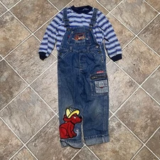 Vintage 90s 2001 Clifford The Big Red Dog Overalls With Under Shirt Size 4T