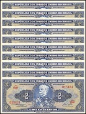 Brazil 2 Cruzeiros, 1954-1958 ND, P-151b, UNC X 10 PCS