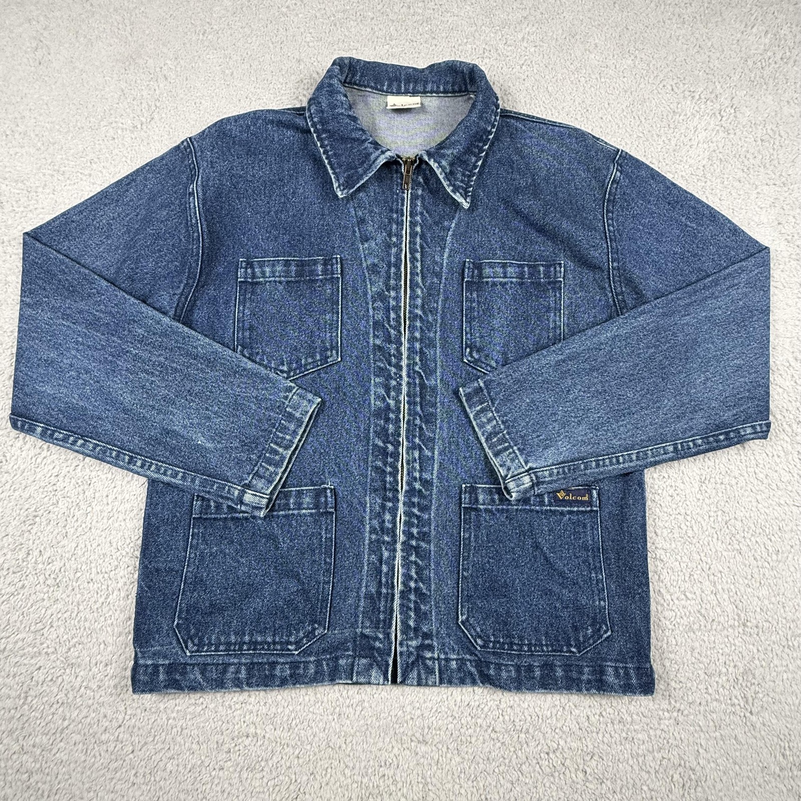 S Medium Blue Jean Chore Coat Made Usa 90s Stone