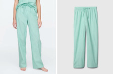 NWT GapBody 29.99 Women's Poplin PJ Pants, Green stripe, Sz M
