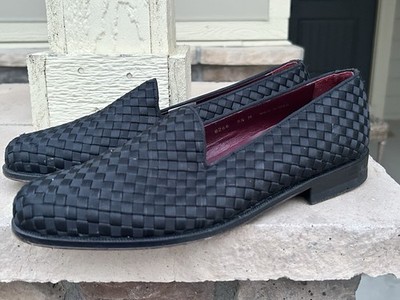 Nice! Men s PETER HUBER (Made in Spain) Woven Loafers Black Dress Shoes 9.5 M