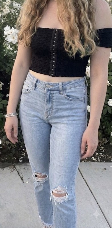Flying Monkey Distressed Ankle Jeans Size 28 Bundle Black Hook & Eye Crop Top