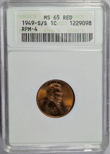 1949 S/S Lincoln, Wheat Ears Reverse ANACS MS-65 RED RPM-4