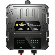 2 Bank Marine Battery Charger, 20A 10A/Bank 12V IP68 Waterproof LCD Onboard...