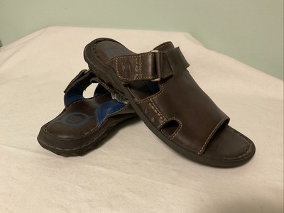 BORN Brown Leather Slides Sandals Men's Size 9 Comfort Cushioned Footbed