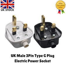 White Mains Plug 13A UK 3 PIN 240V 13AMP Electric Power Socket Adaptor Fused