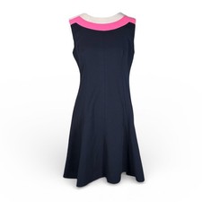 TOMMY HILFIGER Sleeveless Color Block Fit and Flare Dress Size 4 Navy EUC