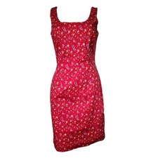 Express Dress Womens Size 7/8 Y2K Red Floral Zip Back Stretch Sleeveless