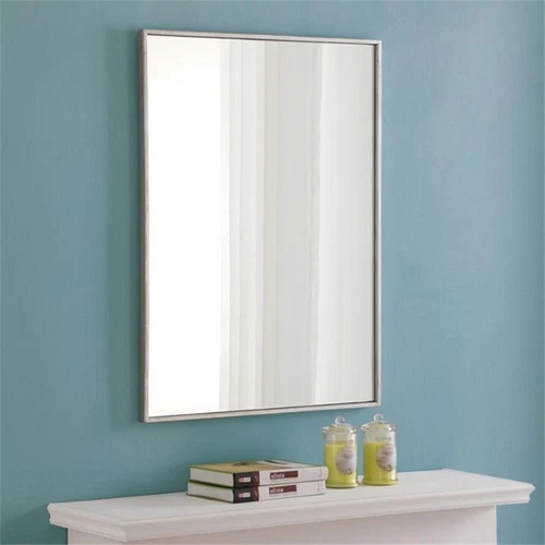 Pemberly Row 32" x 24" Rectangle Metal Frame Mirror in Silver - Picture 6 of 12