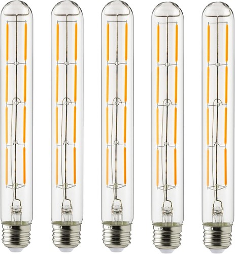 LED Filament T10 Tubular Light 6W, 60W, 570LM, E26, 120V, 90 CRI, 2700K, 10PK - Picture 1 of 2