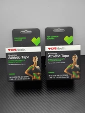 2 Rolls- CVS Kinesiology Athletic Tape, Green, 20 Pre-Cut Strips Roll Size 2" x