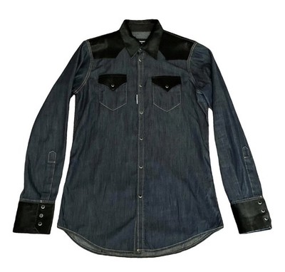 Dsquared2 Herren Modenschau Hemd aus Denim und echtem Pferd (Retail 1000 )