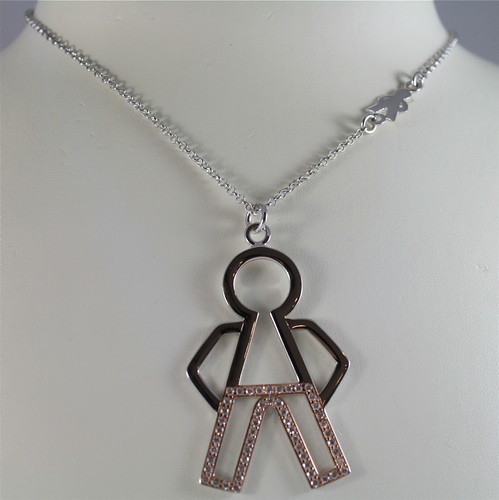 Halskette Haus, Silber 925 Rhodium Und Laminat Pink, Kind mit Zirkonen
