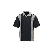 Camisa de campamento de manga corta Via Europa para hombre bloques de colores (pequeña, negra básica) $46 - Imagen 5 de 5