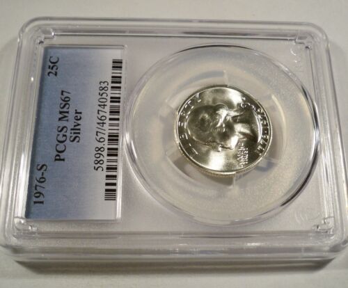 1976-S PCGS MS67 SILVER WASHINGTON QUARTER VERY WHITE MS 67 25c - Picture 3 of 4