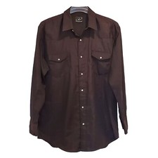 Roper Western Shirt Men's XL Black Long Sleeves Pearl Snaps Polyester Blend VGUC