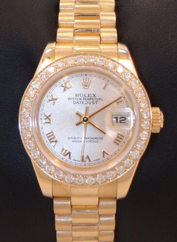 ROLEX LADIES PRESIDENT 18K YELLOW GOLD 1.35ct DIAMOND BEZEL 179178 - Picture 2 of 12