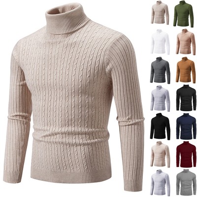 Herren Langarm Pullover Rollkragenpullover Strick Sweatshirt Winter Warm Sweater