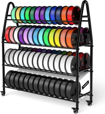 Filament Storage Rack, Rolling 3D Printer Filament Spool Holder, Heavy Duty