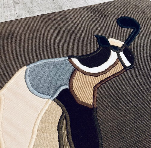 Retro Quail Corduroy Art Tapestry Wall Textile Bird UK Neutral Brown 20x18" MCM - Picture 2 of 5