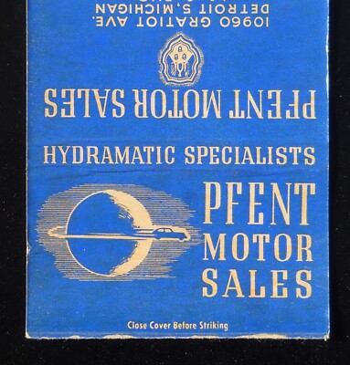 1940s Pfent Motor Sales Oldsmobile Hydramatic Specialists 10960 Gratiot Detroit