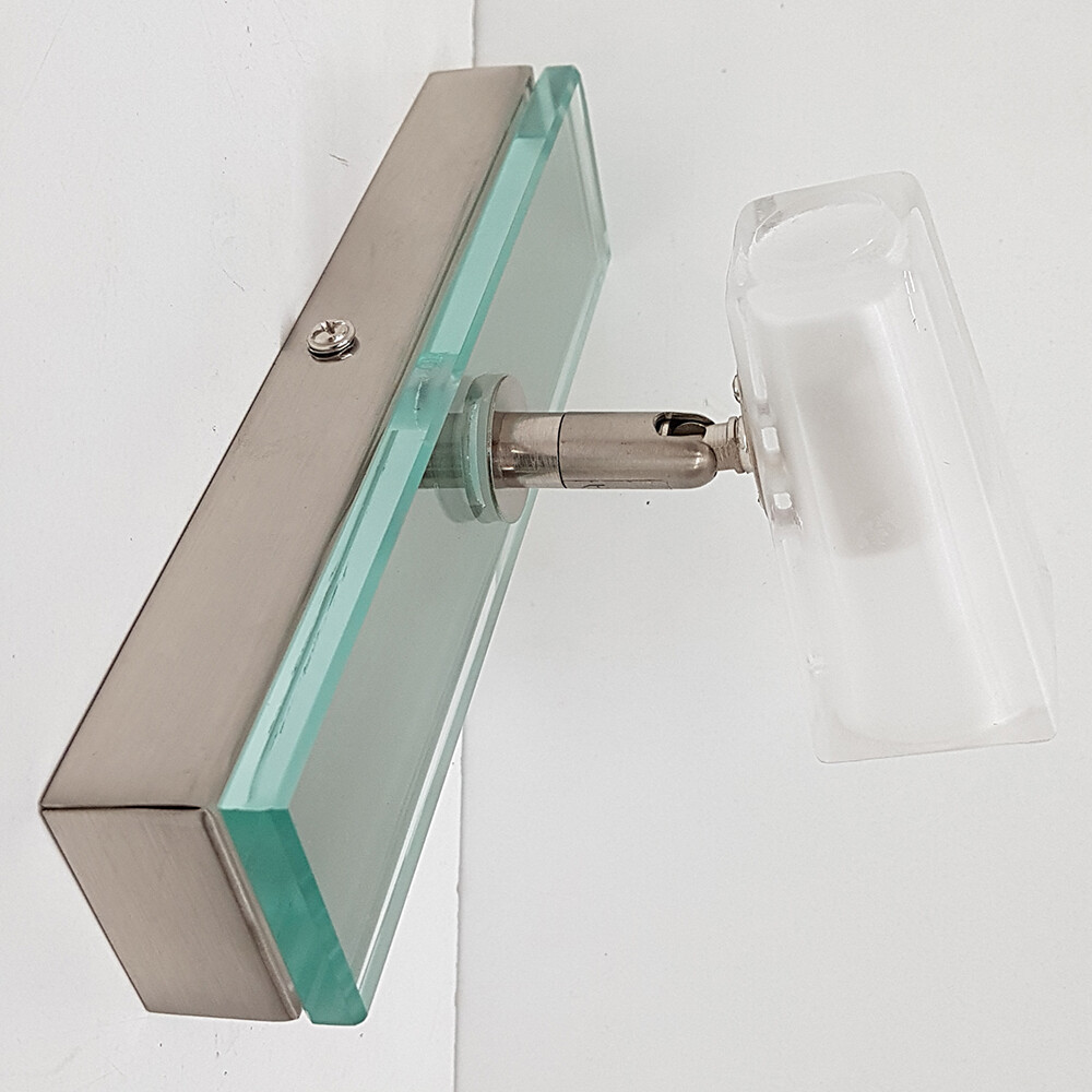 Litecraft Spotlight Wall Adjustable Fitting With Glass Shade - Nickel Clearance
