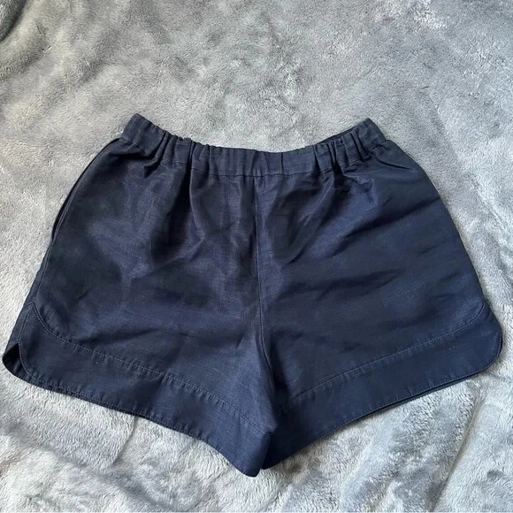 Шорты без застежек 3.1 Phillip Lim плиссированные темно-синие шелковая хлопковая смесь размер 4 - Изображение 4 из 4