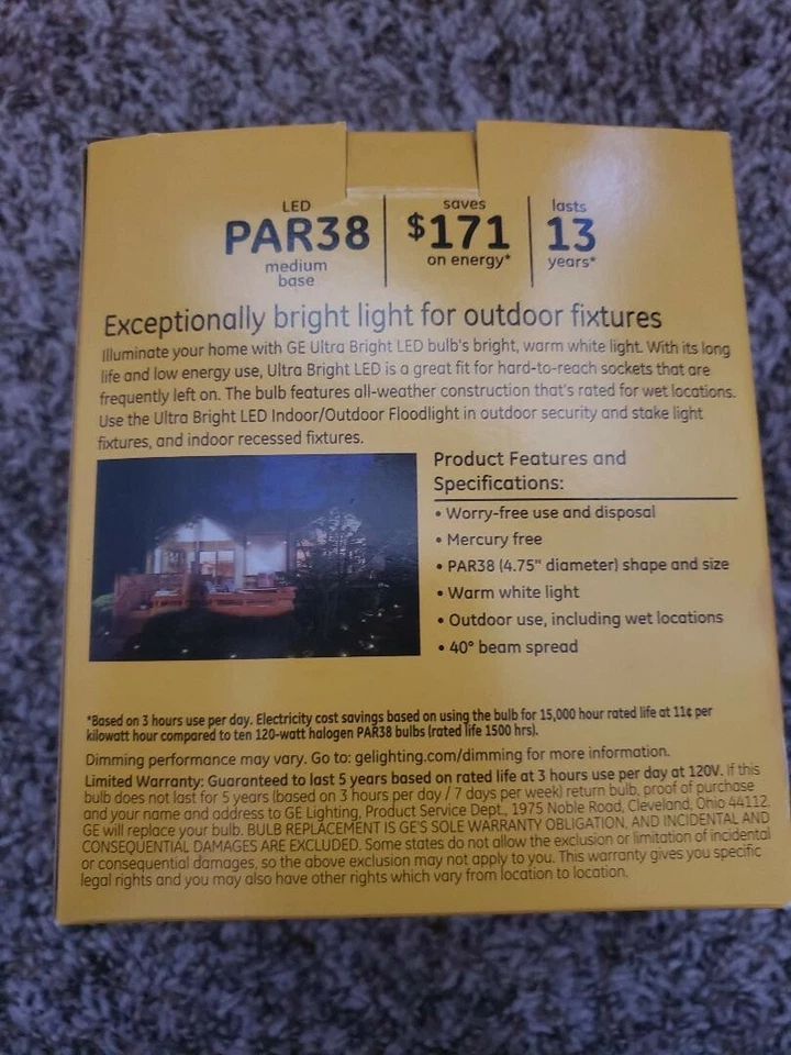 General Electric 120 PAR38 LED Light Bulbs White - Image 2 of 2