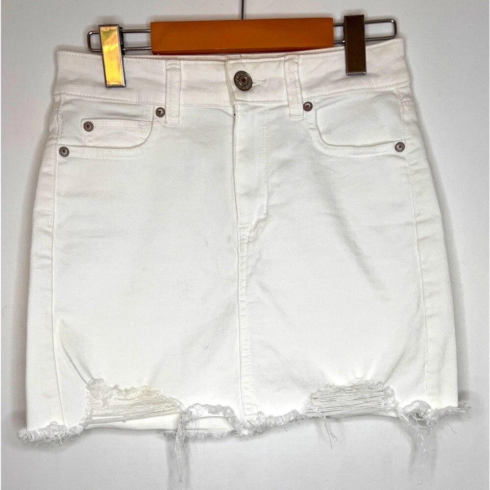 White distressed cheap skirt