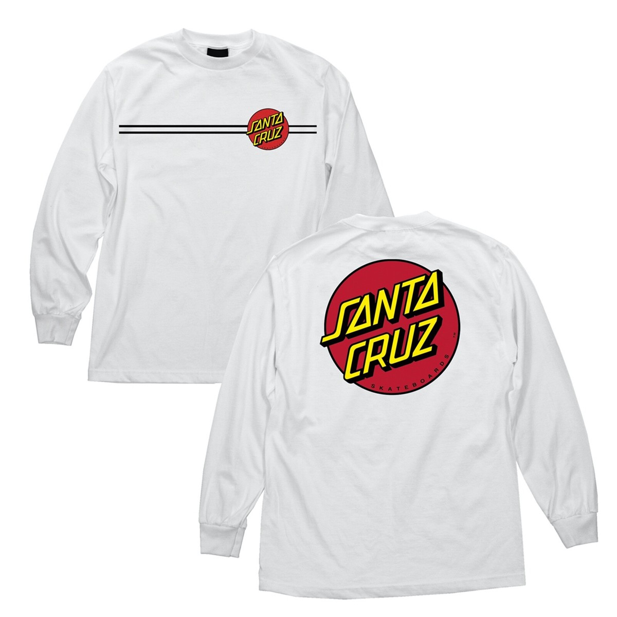 Santa Cruz Classic Dot Long Sleeve White T Shirt Tee Skateboard