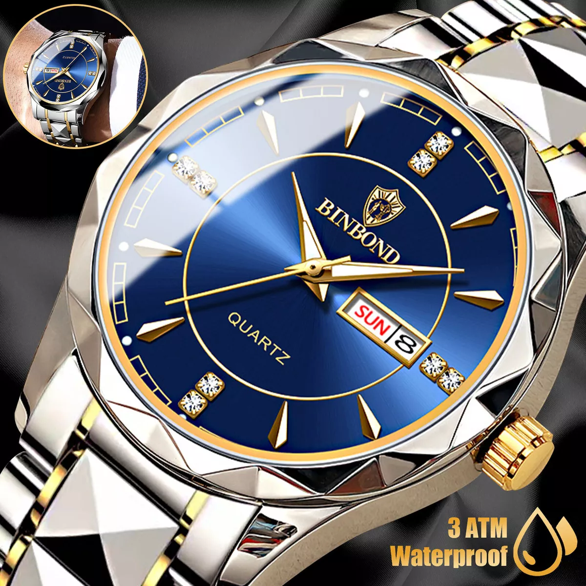 Ice master mens stainless steel quartz movement water resistant designer store watch