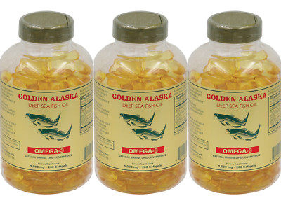 3 x Golden Omega 3, EPA DHA  Deep Sea Fish Oil, 600 softgels in total