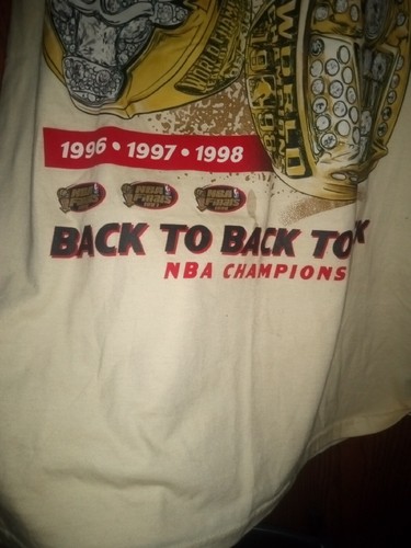 MITCHELL&NESS CHICAGO BULLS GOLD RING 96-97-98 BAK-TO BAK 3 PEAT TEE FREE SHIP - Picture 5 of 9