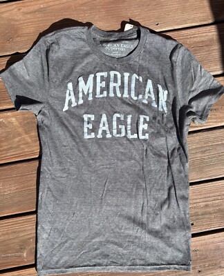 American Eagle Short Sleeve Tee Shirt Men's XS Gray Blue Athletic Fit New 