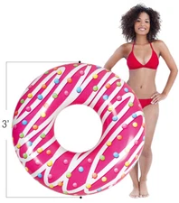 Inflatable Pool Float Donut Perfect Lounger, Raft Float for Pools Lakes Beaches,