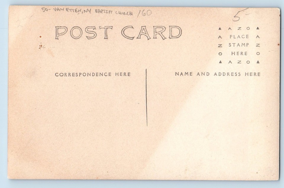 Van Etten New York NY Postcard RPPC Photo Baptist Church Exterior View