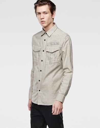 $180 Designer Rare G-STAR RAW Men's Fitted Army Style Rovic Patch Casual Shirt - Picture 2 of 4