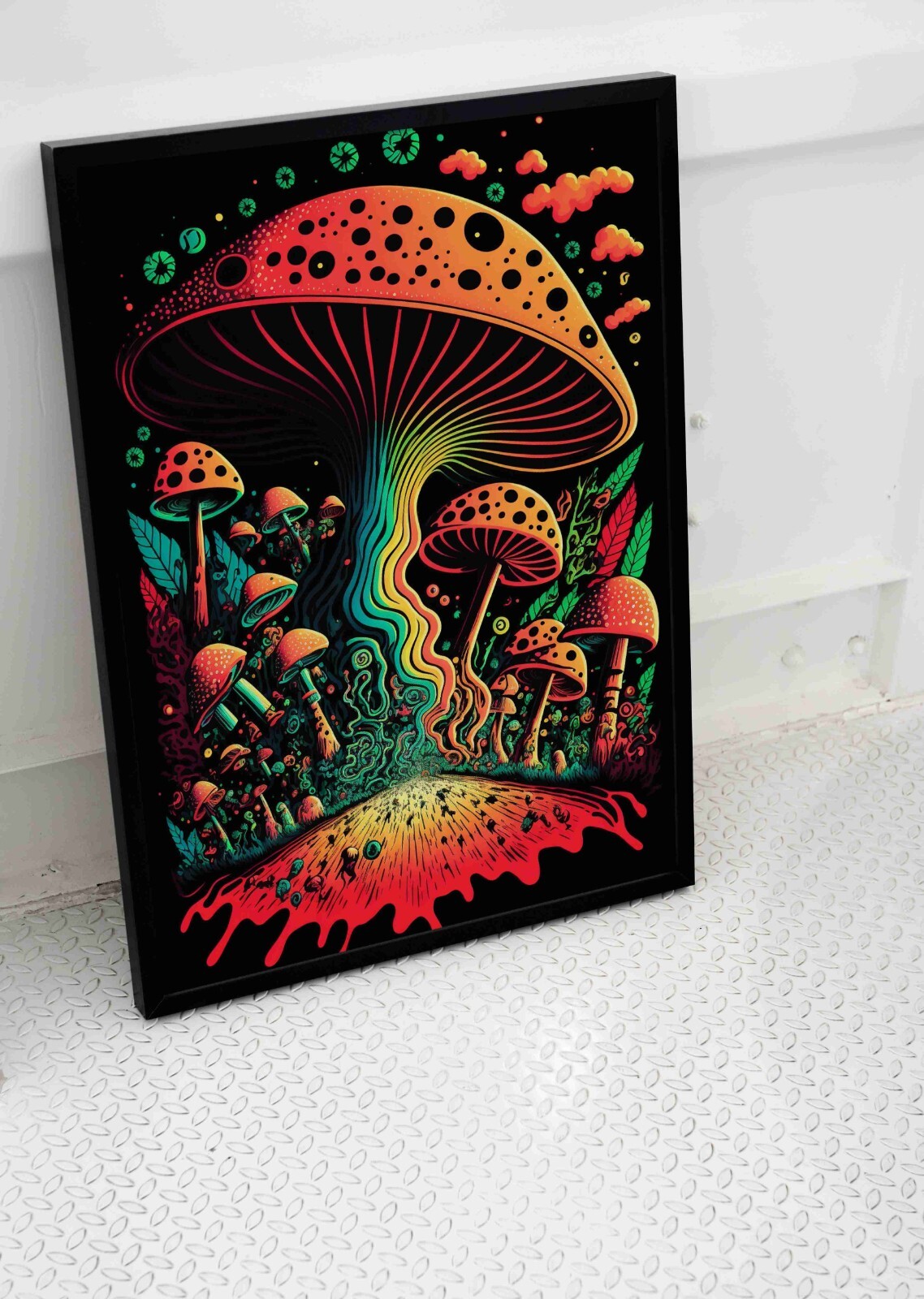 TRIPPY MUSHROOMS WEED POSTER PSYCHEDELIC RAINBOW ART SIZE A3 A4 SIZE ...