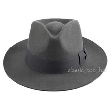 100 Wool Felt Fedora Trilby Hand Made Wider Brim Gents Hat