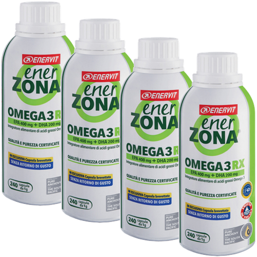 Enervit Enerzona Omega 3 Rx 4 Flaconi da 240 cps 1 Gr Senza Ritorno di  Gusto | eBay