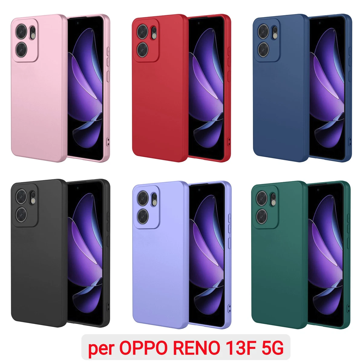 Cover Con Brillantini Per Oppo A80 5G – Custodia In Silicone TPU Viola Con Glitter Rimovibili – Protezione Antiurto - 3