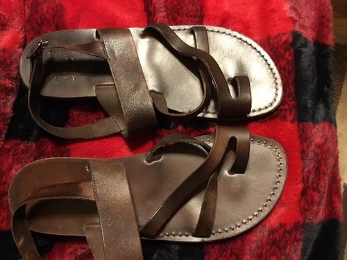 Camel Jerusalem Sandals Men's Natural Genuine Leather Handmade US Size 12.5 - Afbeelding 1 van 10