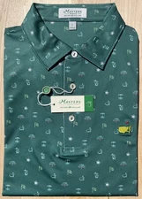 2025 Masters Tournament Peter Millar Green Icons Print Large Mens Golf Polo 🔥 ⛳