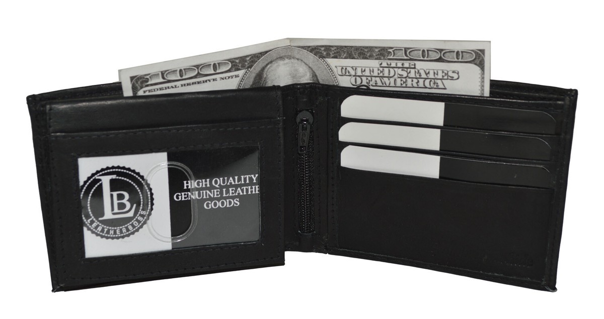 【A＆S】Flap bi-fold wallet Black A＆S】Flap bi-fold wallet Black Leatherboss Genuine Leather